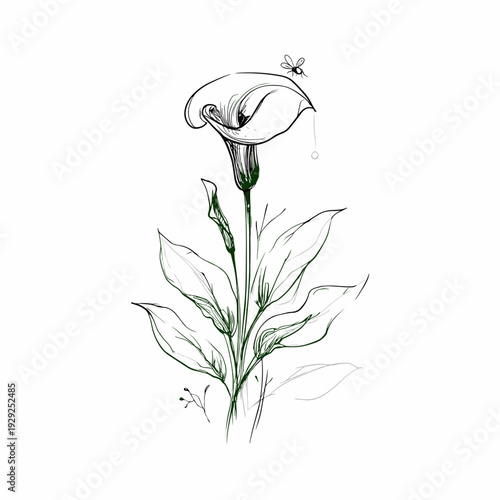 Minimal Carnivorous Pitcher Plant With Insect