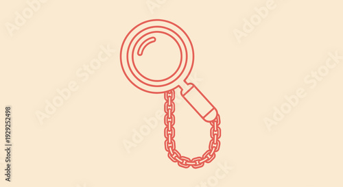 Magnifying Glass with Chain Illustration.