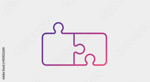 Two Piece Jigsaw Puzzle Icon Illustration.