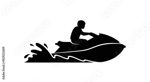 Person Riding Jet Ski Silhouette.