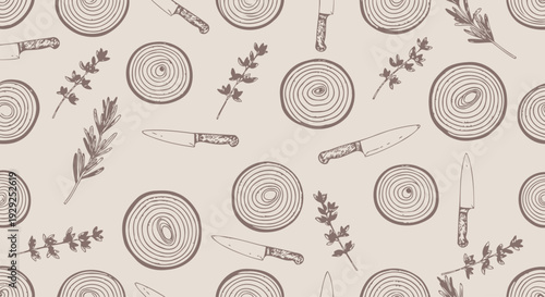 Kitchen Utensils and Cooking Essentials Pattern.