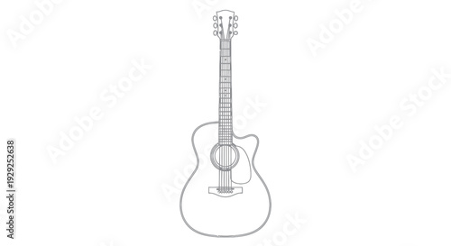 Acoustic Guitar Illustration Simple Design.