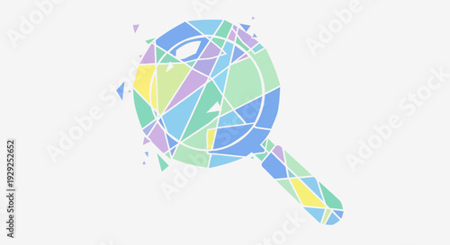 Colorful Magnifying Glass with Geometric Shapes.