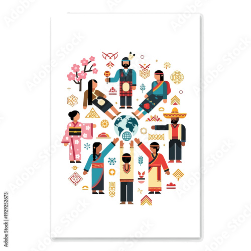 Diverse People Unity Around Globe, Multiculturalism, Global Community, World Connection
