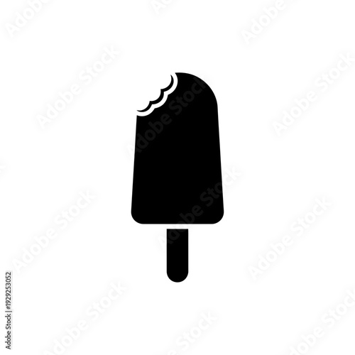 Schilderij op canvas Ice Cream Bar Bite Icon Frozen Dessert Popsicle Silhouette Vector Illustration