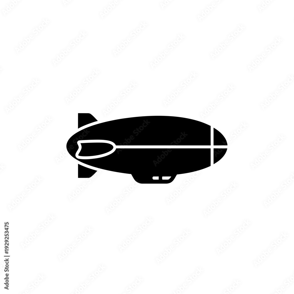 Naklejka premium Airship Blimp Icon Vintage Air Transport Aviation Silhouette Vector Illustration