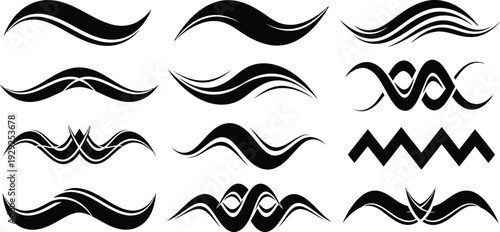 Black and white mustache facial hair