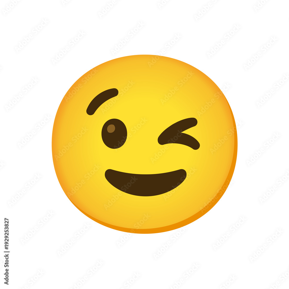 Fototapeta premium Winking Smiling Face Emoji Yellow Playful Expression Illustration