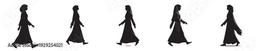 vector silhouette of a Muslim woman walking to mosque side view