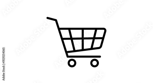 Simple line drawing of an empty shopping cart icon
