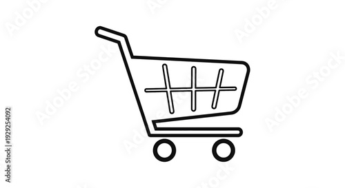 Simple line drawing of an empty shopping cart icon
