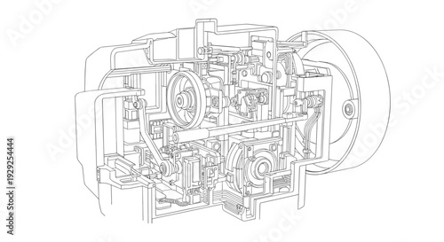 Detailed Technical Drawing of Engine.