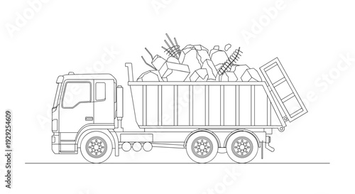 Dump Truck with Construction Debris.