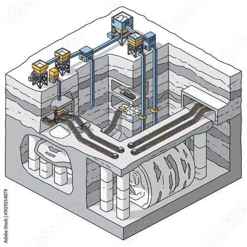 Detailed Cross Section of Hydroelectric Dam.