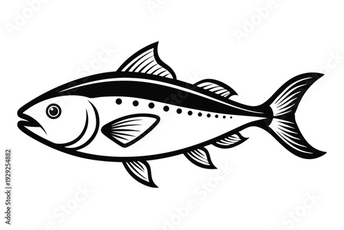 halibut silhouette line art vector illustration