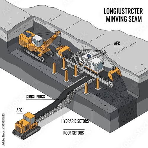 Underground Mining Operation with Heavy Machinery.