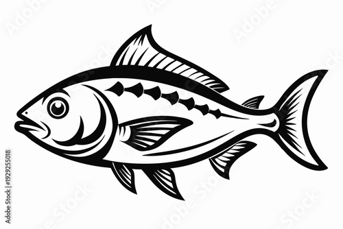 halibut silhouette line art vector illustration