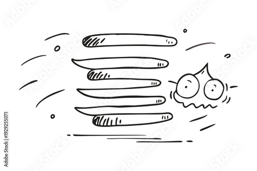 Cartoon Doodle of a Poop Character Being Blown Away by Wind Vector