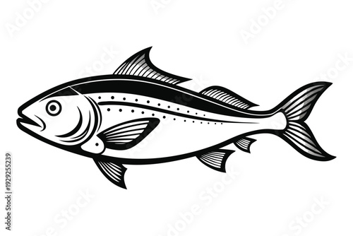 halibut silhouette line art vector illustration