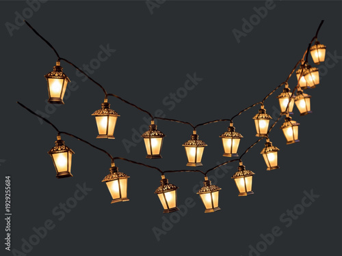 Vibrant multicolored triangular pennant banners on dark background