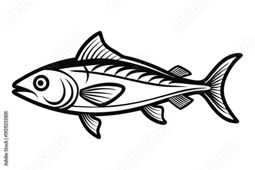 halibut silhouette line art vector illustration