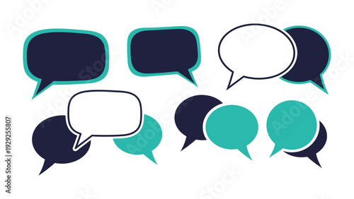 Communication Bubbles Illustration: A collection of various speech bubbles, each ready to convey messages, thoughts, or conversations in a clean and modern design. 
