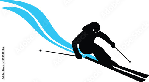 Skier silhouette illustration. Vector 