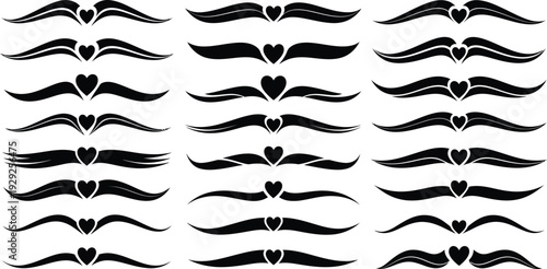 Black mustache and heart white symbol