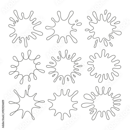 Splash Art Elements: A collection of various splash outlines, ideal for designs that capture the essence of movement and impact.