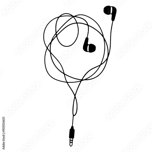 Silhouette of music headset cable