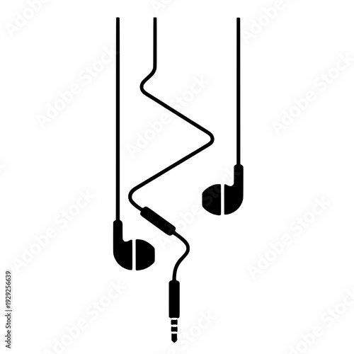 Silhouette of music headset cable