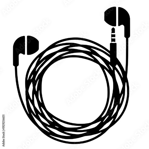 Silhouette of music headset cable
