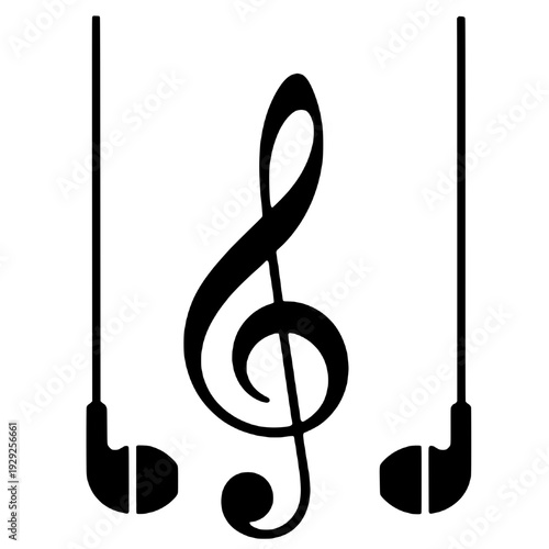 Silhouette of music headset cable