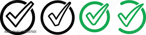 Checkmark icons in black and green colors for indicating completion or approval
