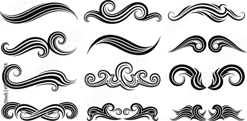 Black swirling line on white background swirls lines curls