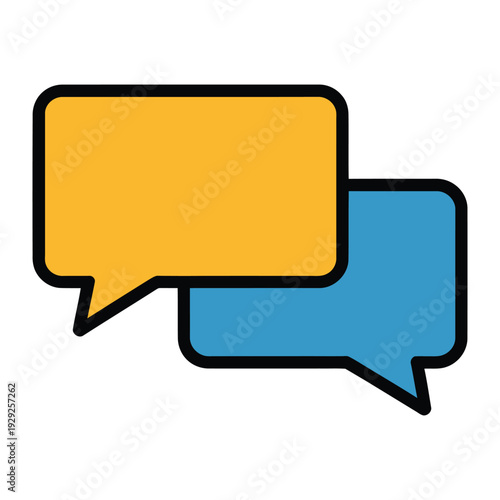 Digital Dialogue Icon: This minimalist icon illustrates a vibrant conversation, with two overlapping speech bubbles. It's a clean, modern design suggesting communication, discussion, and interaction.