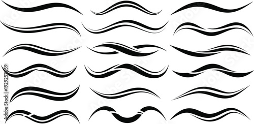 Black wavy lines on white background waves swirls