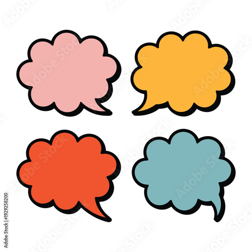 Speech Bubble: Four colorful speech bubbles float, ready to convey thoughts, ideas, and dialogues, each one a unique hue in a playful display of communication.