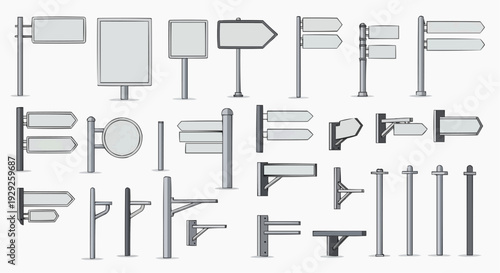 Various road signs and directional indicators are displayed in a grid layout, showcasing different styles and designs for navigation.