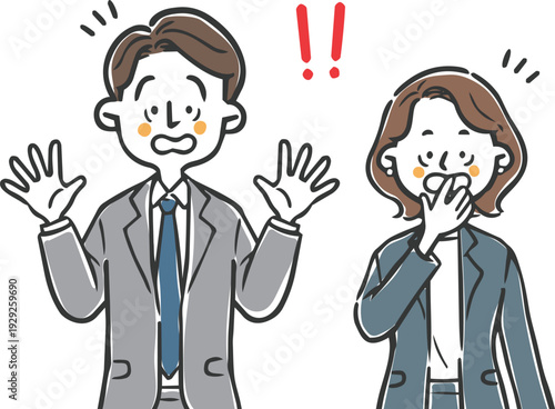 びっくりしているビジネスパーソン　上半身　ベクター