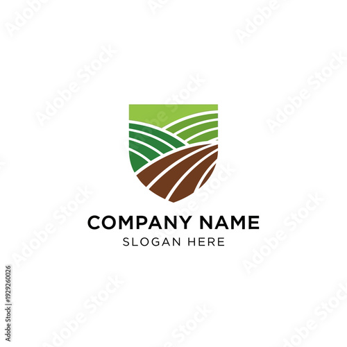 Agricultural Landscape Logo Design Element.
