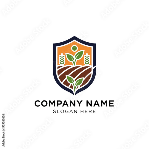Free Download Shield Logo with Green Plants and Leaves. - GFXLoad