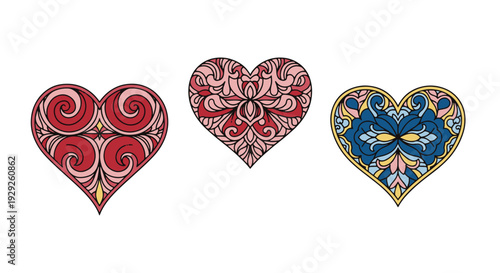Ornamented Heart modern abstract style illustration