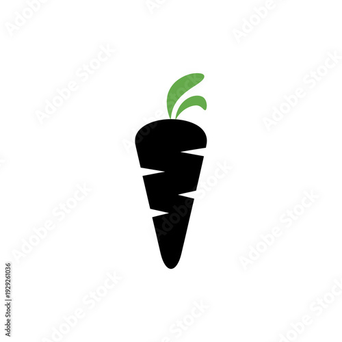 Carrot Icon Silhouette – Fresh Vegetable Food Vector Illustration