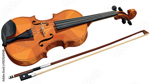 realistic violin with bow hand drawn classic musical instrument vector illustration