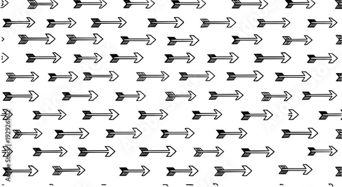 Black and white hand drawn arrow pattern seamless background with tribal boho style