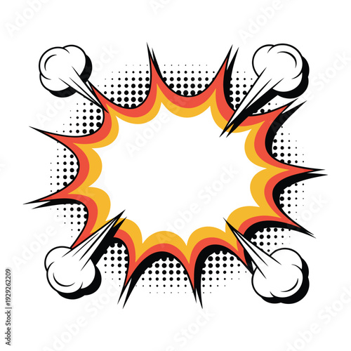 Comic Burst: A dynamic comic book burst illustration with bold lines and vibrant colors, perfectly representing explosive impact and dramatic expression.