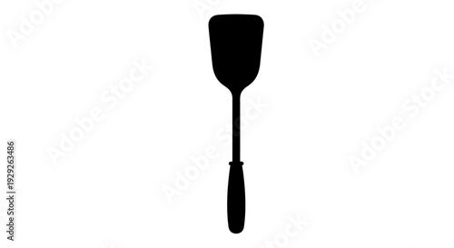 Black spatula on white background kitchen utensil for cooking and serving isolated