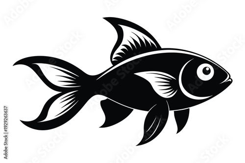 goldfish silhouette line art vector illustration