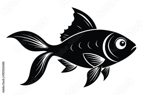 goldfish silhouette line art vector illustration